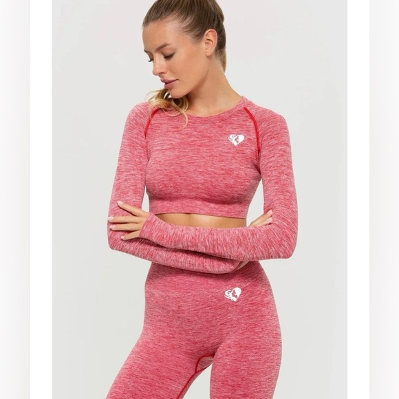 Women's Best Size S Red Marl Move Seamless Long Sleeve Crop Top - Picture 4 of 10